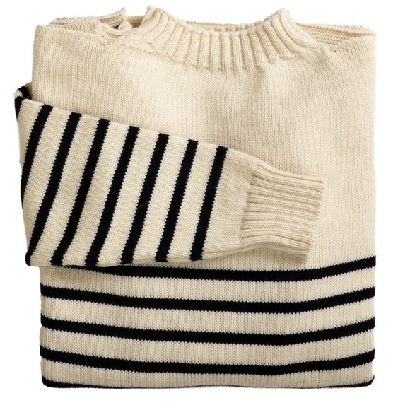 Stewart Christie & Co Ltd striped navy ecru wool sweater brand new with tags - Picture 3 of 11